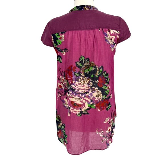Soft Surroundings Bouquet of Roses Floral Short Sleeve Tunic Purple Size Small - Picture 9 of 14